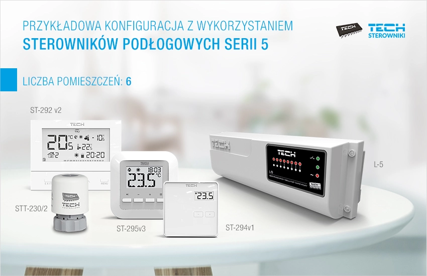 Przykładowa konfiguracja z wykorzystaniem sterownik&oacute;w podłogowych serii 5